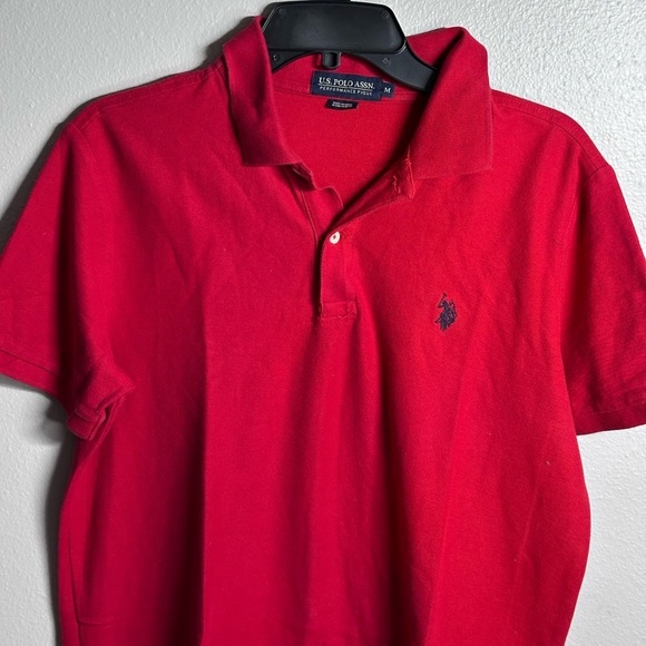 U.S. Polo Assn. Men Red‎ Polo Performance Pique Shirt Size M - Picture 2 of 6